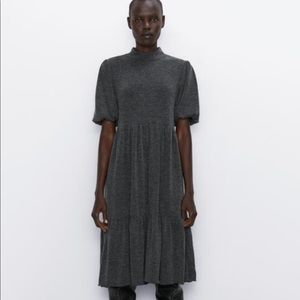 Zara Gray Tiered Dress Size XL NWT